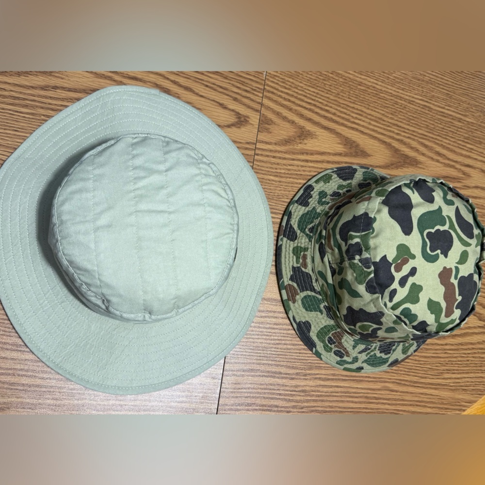 Women / Unisex M Green Camouflage and  Khaki Bucket Hat Set